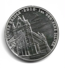 2018 Landmarks of Britain TOWER BRIDGE - 1OZ  .999 Silver Bullion 2 Pounds Coin
