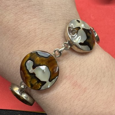 Sterling Silver Bracelet, Pinto Marking Mother of Pearl