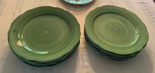 VINTAGE FRANCISCAN SOLID GREEN SCALLOPED SWIRL 12' CHARGERS