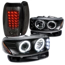 For Gmc Sierra Fleet Side Blk Led Proj Headlights, Bumper Lights, Smk Led Tail L