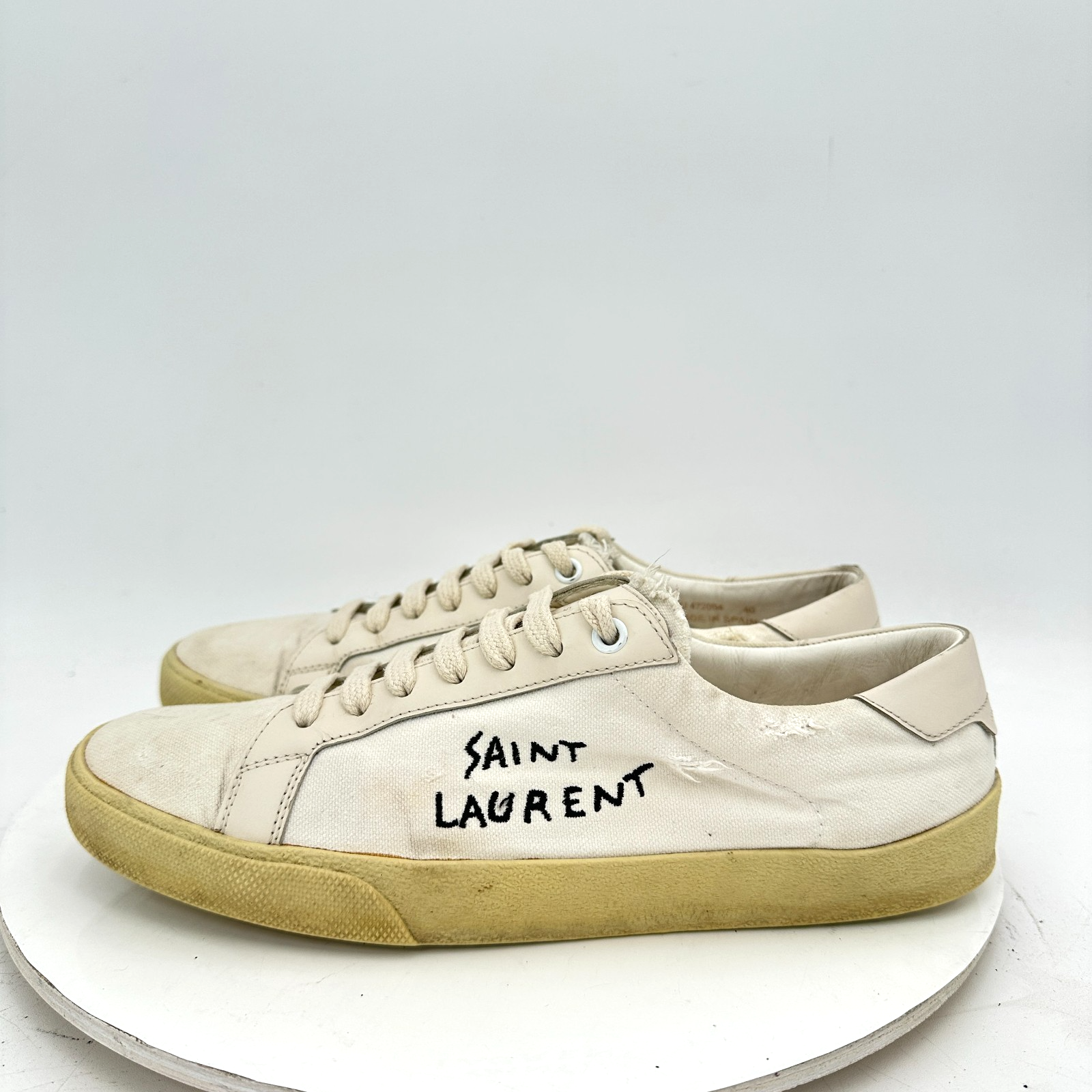 Scarpa casual bassa Saint Laurent Paris Court donna 10 uomo 7 EU 40 pelle bianca