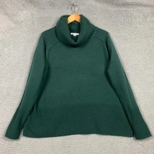 Athleta Alpine Sweater Women's XL Green Turtleneck Merino Cashmere Relaxed Fit