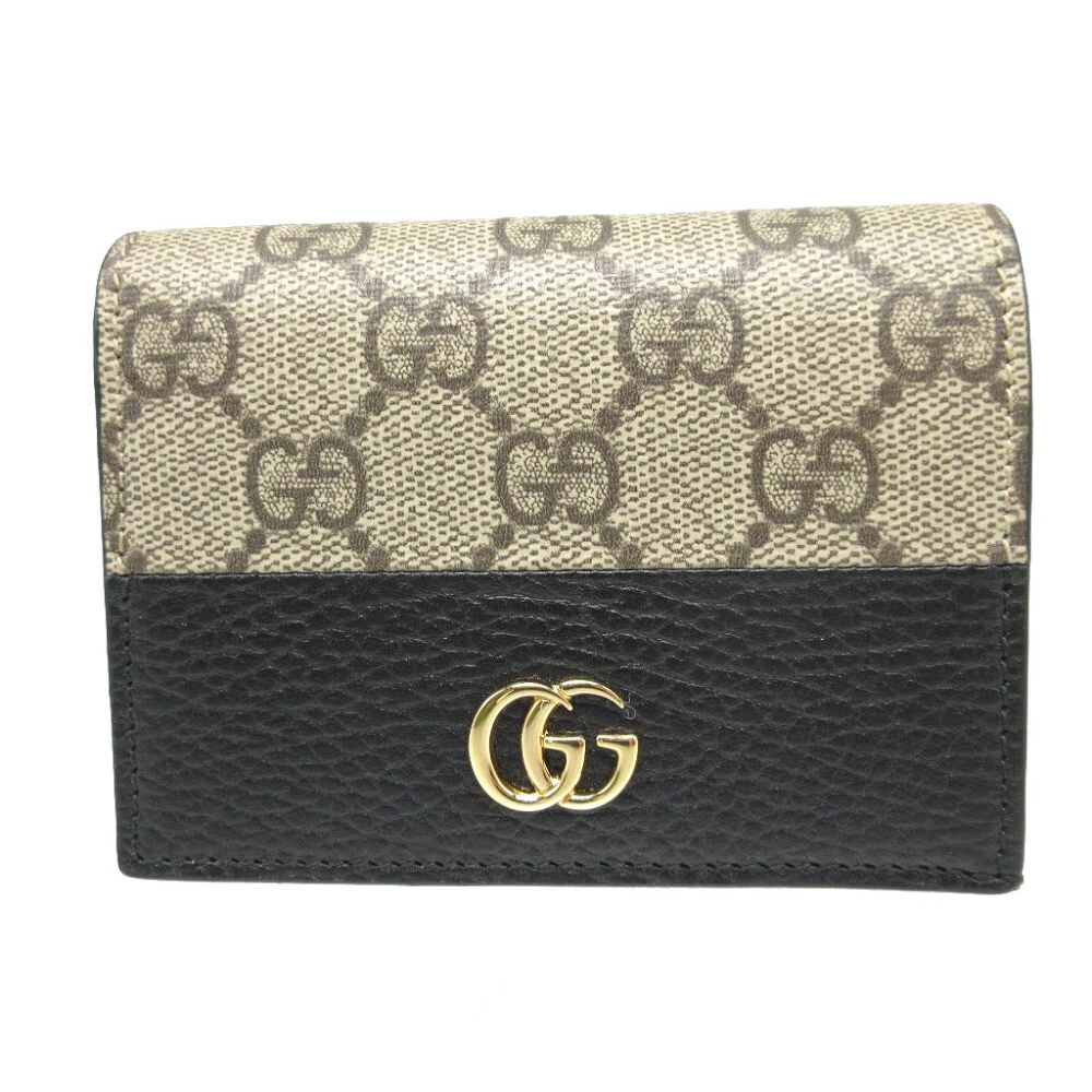 AUTHENTIQUE GUCCI 658610 GG Marmont Portefeuille Bifold Beige GG Supreme/Cuir 2025