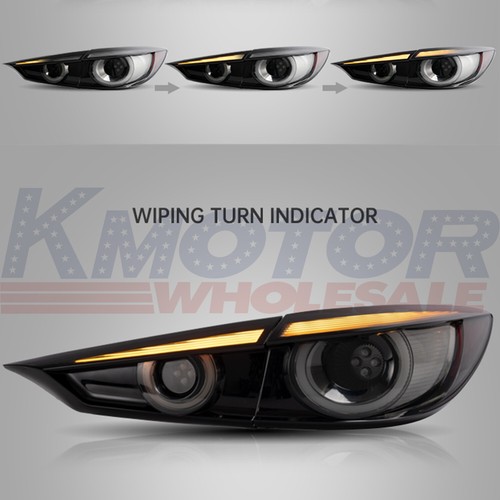 Led Tail Lights Smoked Left Right Set Sequential Fit For Mazda 3 Sedan 2014-2018 - Picture 8 of 10