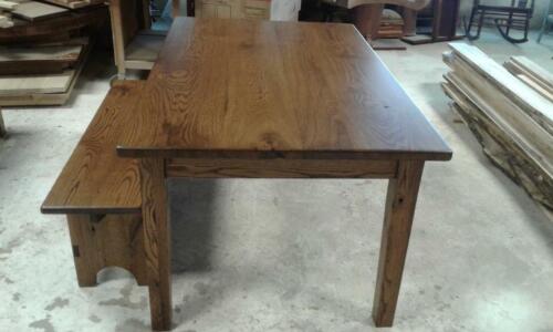 Antique Oak Harvest/Dining Table Rustic Primitive Farmhouse Reclaimed Salvaged - Picture 4 of 4