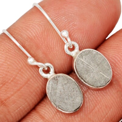 Natürlicher Muonionalusta Meteorit Schweden 925 Silber Ohrringe Schmuck CE48610