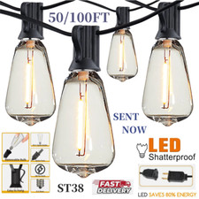 Outdoor String Lights Waterproof, ST38 Globe Led Patio Lights with Edison Bulbs