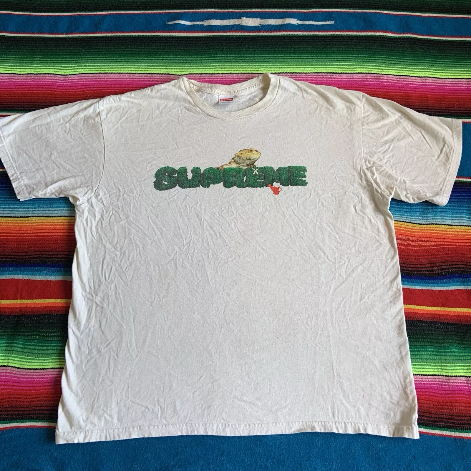 T shirt homme Supreme SS20 lézard taille XL blanc