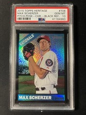 2015 Topps Heritage Max Scherzer Chrome Black Refractor /66 PSA 10 GEM MINT