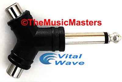 1/4'' Male Mono Plug to Dual RCA Jacks (F) Premium Audio Cable Cord Adapter VWLTW