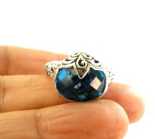 Pear Shaped London Blue Topaz Solitaire 925 Sterling Silver Ring Size 6 7 8 9