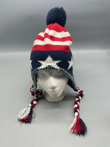 Hat beanie American flag braided 