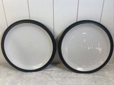 Set of 2 DENBY England DUETS Dinner Plate Stoneware Black White Stoneware