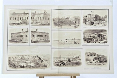 Antique Atlas Civil War Lithograph CXXII Fort Sumter Moultrie 1863 Beauregard CS