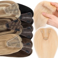Topper Toupee Clip In Remy 100 Human Hair Lace Base Wiglet Hairpiece Hand-tied
