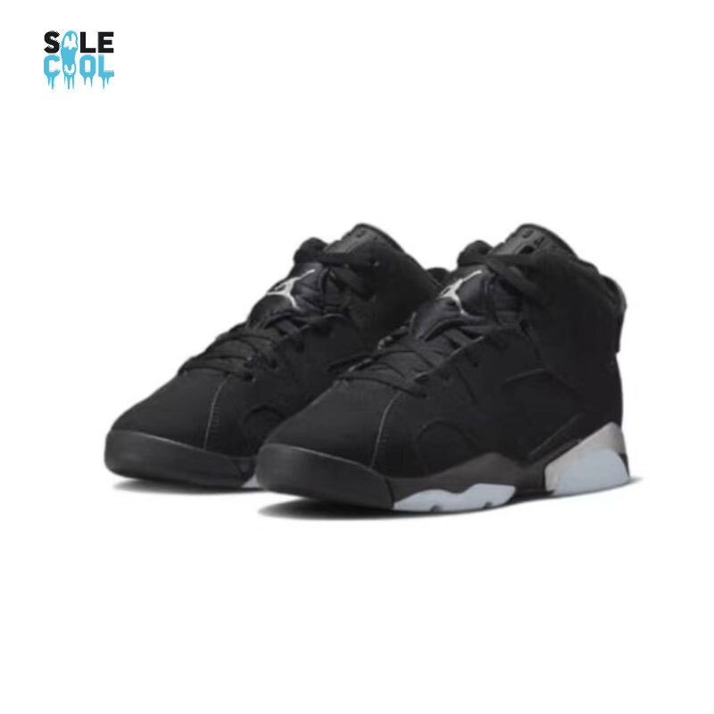 Nike Air Jordan AJ6 VI Retro PS PRESCHOOL Black Metallic Silver Shoes ...