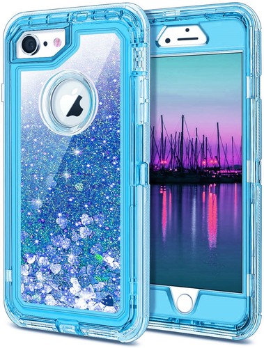 For iPhone 6 6s 7 8+ Plus Hard Liquid Glitter Shockproof Case Screen Protector - Photo 13 sur 21