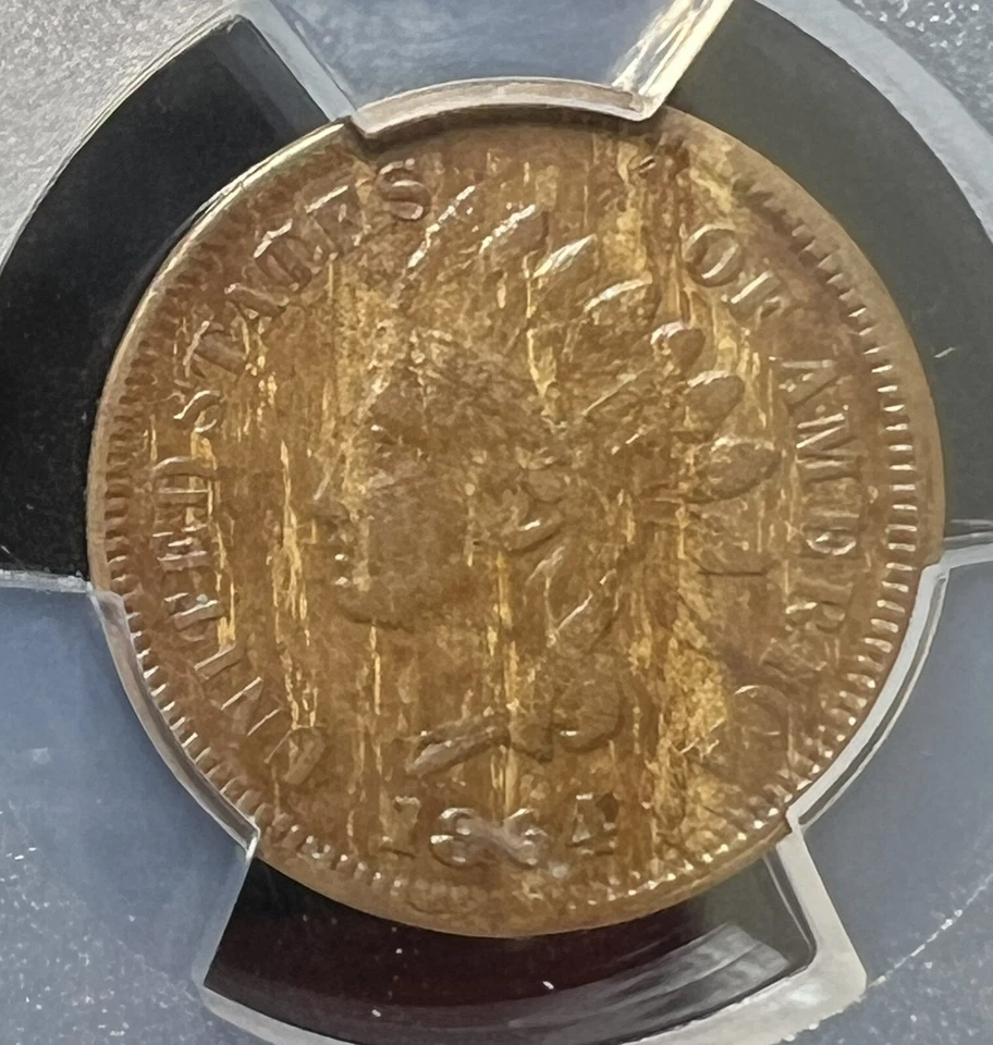 Centavo cabeza india 1864-L RPD FS-2306 S-10 GRADUACIÓN PROFESIONAL EF detalles ver descripción #3769 Foto 4 de 4