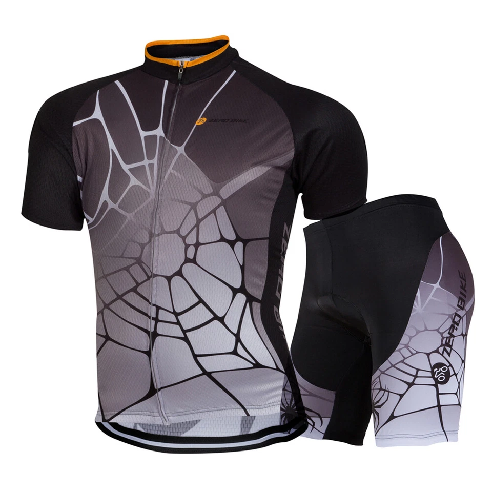 ZEROBIKE Herren Radfahren Radtrikot Set Fahrradtrikot Kurzarm Radhose mit Sitzpolster Z03
