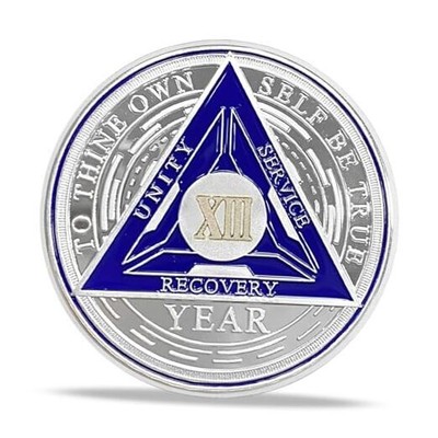Sobriety Coin Alcoholics Anonymous Medallion Sobriety Chip Anniversary 13 Year