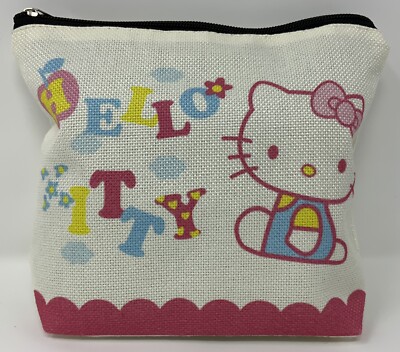 Hello Kitty Canvas Zipper Make Up Bag NEW
