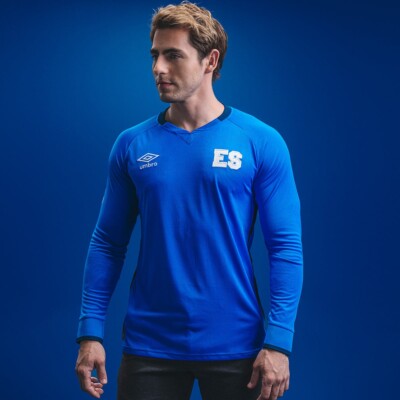 Official Umbro El Salvador Long Sleeve Home Men's Larga Manga Jersey- 2021/22