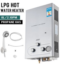 8L/12L/16L/18L Chauffe-eau Instantané à Gaz Méthane avec Pomme de Douche