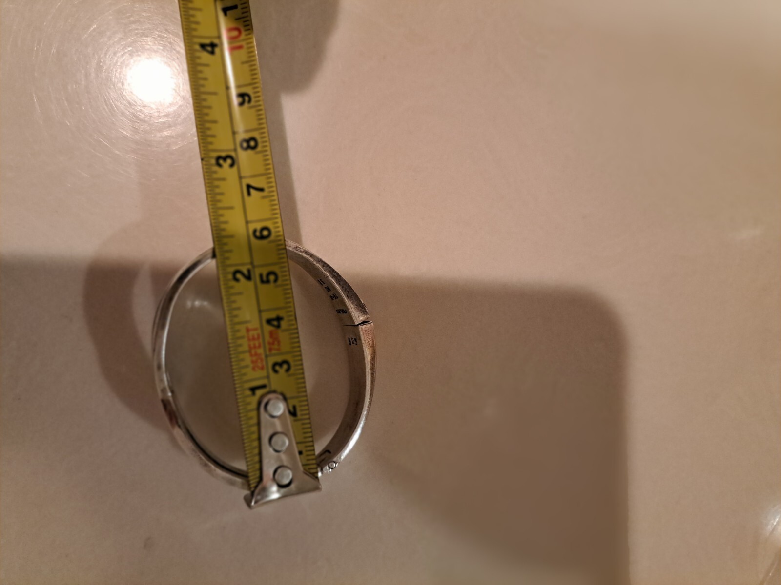 Cuff Bracelet Chevron Pattern Silver 925 Hinged 4… - image 8