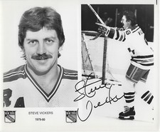 Steve Vickers Autographed Signed 8x10 RARE NY Rangers Press Photo NHL - w/COA