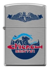 USS Chicago (SSN-721)  Submarine Zippo MIB  Brushed Chrome