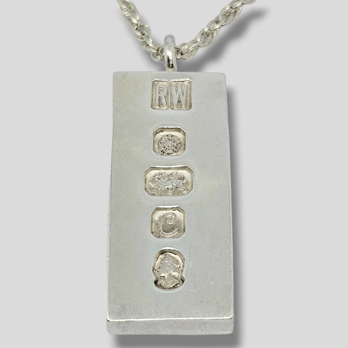 Sterling Silver Ingot Necklace Ralph Weston Hallmarked