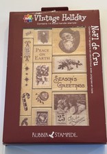 NEW Rubber Stampede VINTAGE HOLIDAY Wood Mount Rubber Stamp Set CHRISTMAS