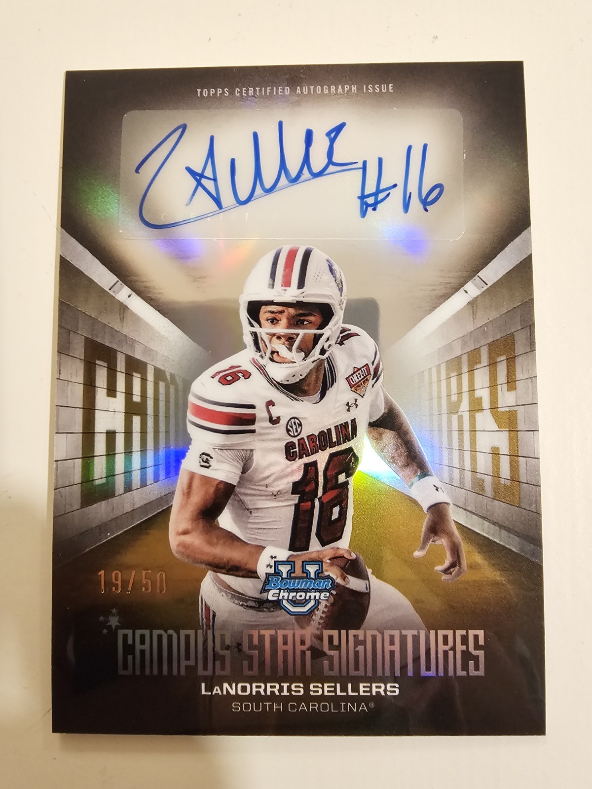 2025 Bowman Chrome U Lanorris Sellers Campus Star Signatures Gold Auto /50