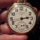 Elgin Gold Filled Open Face Pocket Watch White Arabic Dial, 17J Manual, Chain