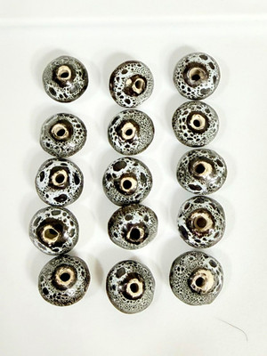 Ceramic Charcoal 9mm x 12mm Bicone Beads (15 beads)