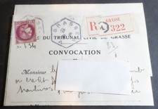 FRANCE 1941 TIMBRES CERES 3F SUR PETITE LETTRE RECOMMANDE RETOUR ENVOYEUR (AE)