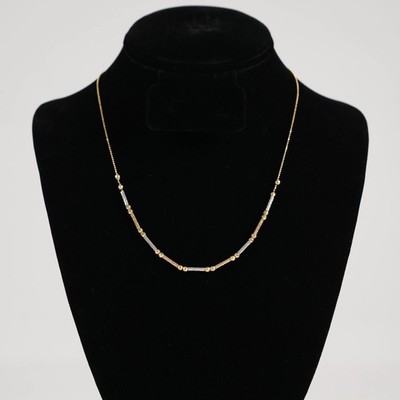 18 Zoll 14k dreifarbige Perlen Gold Halskette 4,82 g 31030