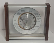8" Verichron Vintage World Time Mantel Desk Clock NON WORKING