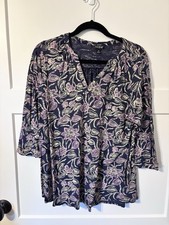 Lucky Brand 1x Blouse 3/4 Navy Peasant V Neck
