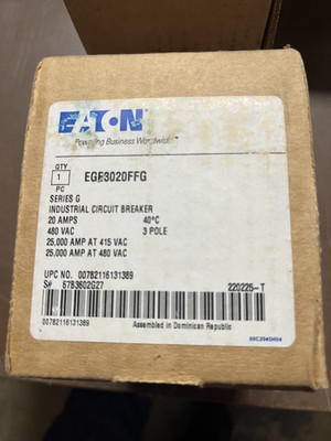 EGE3020FFG CH MOLDED CASE TYPE EGE 600Y/347 VAC 35 KAIC AT 240 V NEW BOX