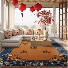 Camel Chinese Art Decor New Zealand Wool Hand Tufted Multi Size Area Rug