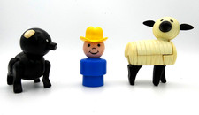 Vintage Fisher Price Little People Farmer Sheep Black Pig