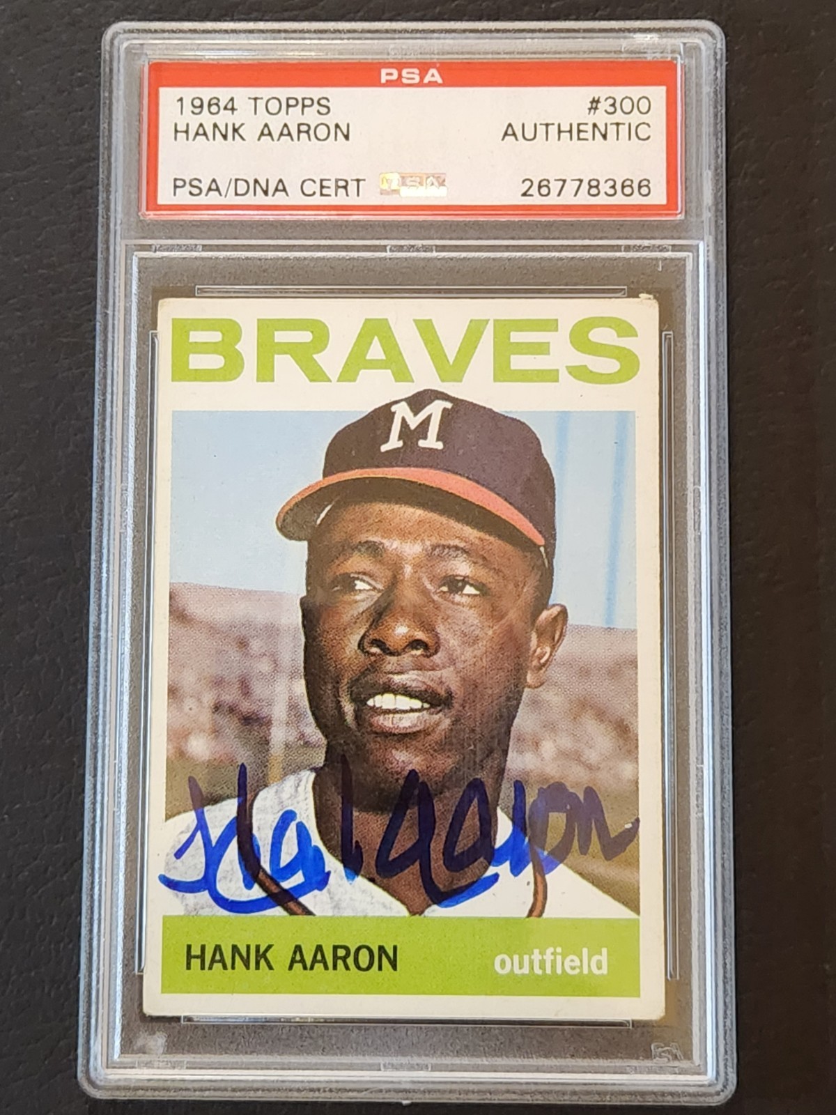 HANK AARON #300 1964 Topps Baseball PSA/DNA AUTO AUTHENTIC BRAVES