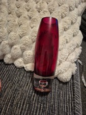 Marks and Spencer  Red Vase With Bubble In Base   22.5 cmTall