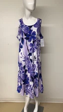 Vintage Paradise Found Hawaiian Dress Floral Print White Purple Size XL  NWT