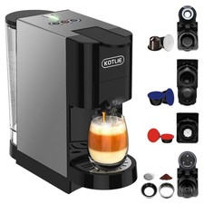 Kapselmaschine 5in1 Kaffeemaschine Padmaschine Pulver Kapsel 5 Adapter Warm/Kalt