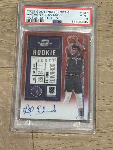 Anthony Edwards [Autograph Red Wave] #137 2020 Panini Contenders Optic card