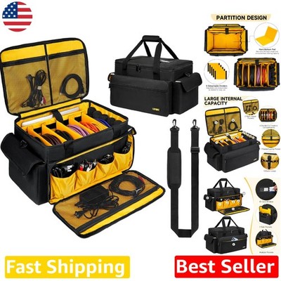 DJ Accessory Bag - Flexible Dividers, 22 Pockets, Reinforced Handles