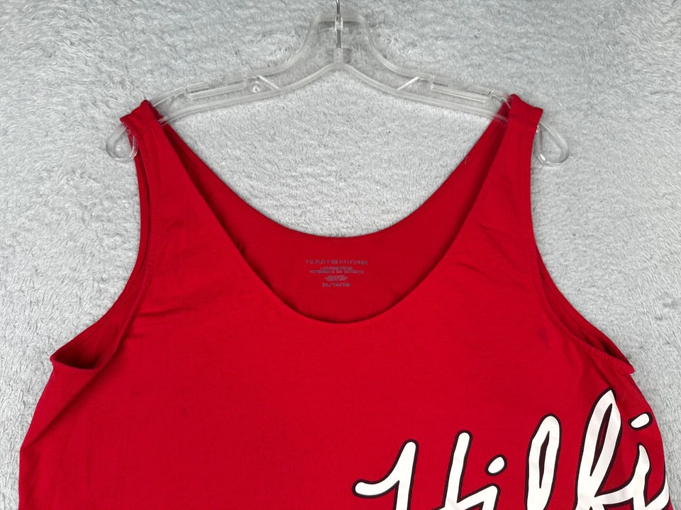 Tommy Hilfiger 衬衫女式特大号红色背心 V 领作物休闲服 阅读 — 第 4/4 张图片