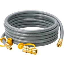 15 Feet 3/8 inch ID Natural Gas Grill Hose with Quick Connect Fittings, Natur...